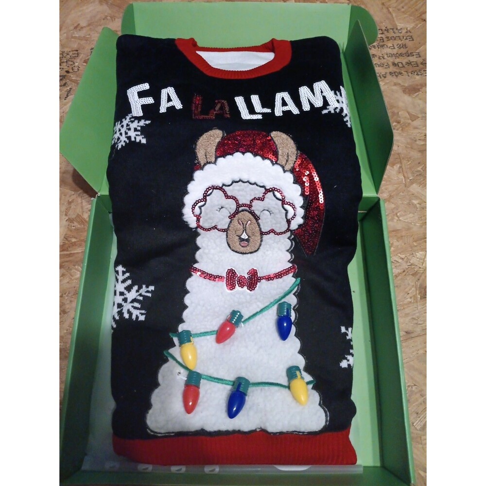 Giggling Getup Ugly Christmas Sweater Women's XL Llama Themed